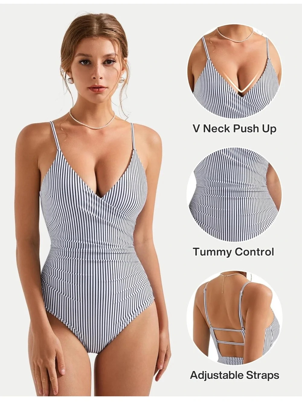 Black & White Striped One-Piece Swimsuit